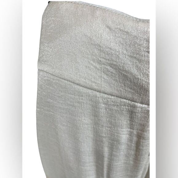 Black Label BCBG Max Azaria Wide Leg Ivory Shimmer Wide Waistband Dress Pants 10 - Picture 11 of 15